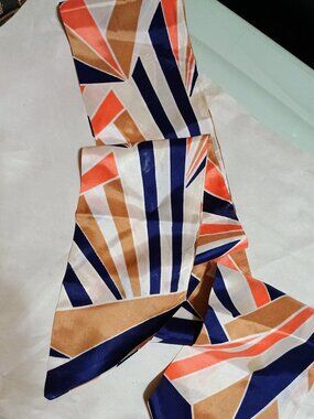 Vintage Orange and Blue long thin scarf